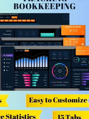 CRM Dashboard & Bookkeeping Template | Google Sheets CRM Tracker | Customer Management System Sales - Expense Tracker, Business Finance Tool $9.90