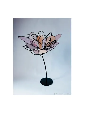 Stained glass lotus, Tiffany glass flower, handmade glass sculpture, lotus home decor, stained glass ornament, glass art flower, Tiffany-style decor, glass lotus gift, mindful home accessory, spiritual gift decor, zen home accent, botanical stained glass 