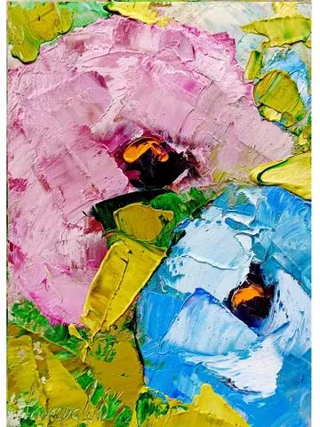 Peony painting Flowers original oil painting Small Original art Peonies wall art Pink peonies artwork Floral New home gifts 7x5 in $45.00