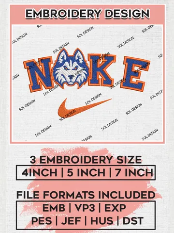 Nike Houston Christian Huskies Machine Embroidery Design, NCAA Houston Christian Huskies Embroidery Design Design files, NCAA Embroidery Designs, NCAA Machine Embroidery Designs, Digital Download $6.99