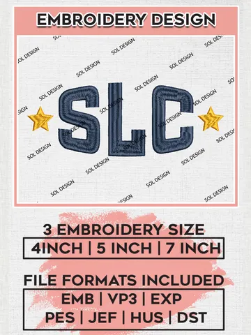 NBA SLC Stars Basketball Team Writing Logo Embroidery Designs, NBA G League Team Embroidery Files, Basketball Machine Embroidery Designs, NBA Salt Lake City Stars Team Logo, Sport Machine Embroidery Design, Digital Download $5.99