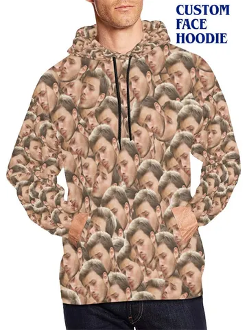 Custom Hoodie Face Photo Print - Your Face on Personalized Hoodie - All Over Print $48.00