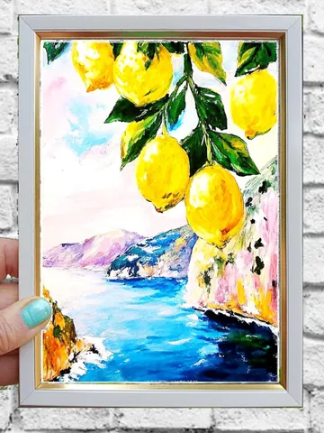 Italy Oil Painting Italian Landscape Lemon Tree Painting Original Art Impasto Oil Painting Art Unique Original Oil Painting Modern Art 7x5 $60.00