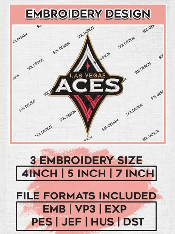 WNBA Las Vegas Aces Embroidery Designs, WNBA Las Vegas Aces Team Logo Embroidery, Basketball Team Logo Emb Files, Taylor Album, 3 sizes, Machine embroidery Files, Digital Download $6.99