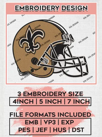 New Orleans Saints Helmet Logo Embroidery Designs, NFL Saints, NFL Embroidery Designs, NFL New Orleans Saints Machine Embroidery Design, Digital Download $6.99