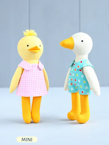 2 PDF Mini Chick and Duck Stuffed Animals Sewing Patterns Bundle $11.00