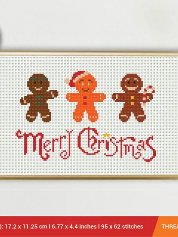 Gingerbread Man Cookies Cross stitch pattern | Embroidery Pattern | Instant Download | Embroidery Designs | Merry Christmas New Year Candy $4.74