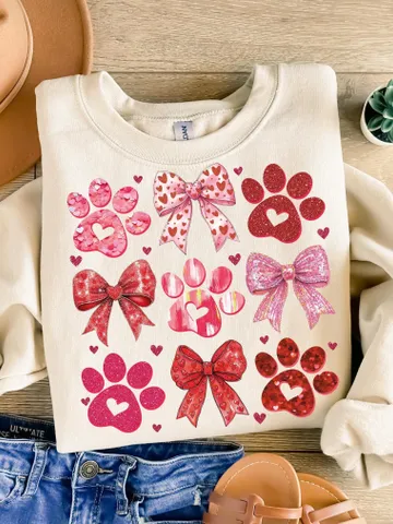 Dog Valentine Coquette Png, Dog Mom Png, Valentine's Day Png, Dog Paw Print Heart Png, Valentine Shirt Design, Dog Lover Gift, Dog Valentine $3.34
