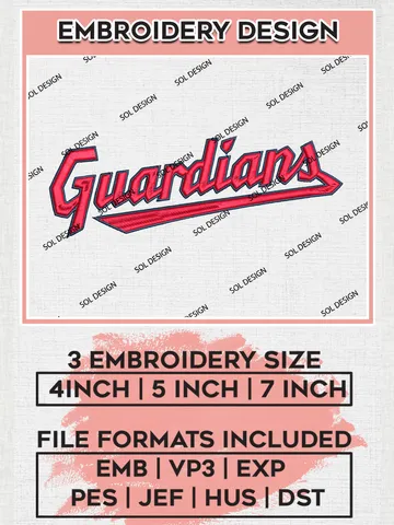 MLB Guardians Wordmark Logo Embroidery Files, MLB Cleveland Guardians Team Embroidery, NCAA Teams, 3 sizes, Machine embroidery designs, Digital Download $6.99