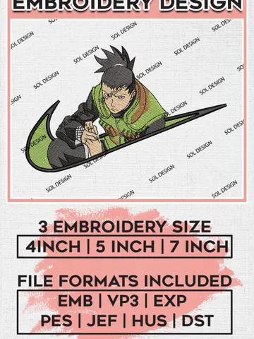 Nike Shikamaru embroidery design, Naruto embroidery, Nike design, anime design, anime shirt, Digital download EMB_ANIME_160