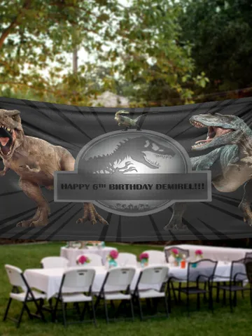 Jurassic Park Birthday Banner Personalized Party Backdrop Decoration ikban191 $52.99