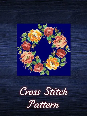 Antique Cross Stitch Pattern Flower Crown Antique Wreath Digital Download PDF $7.50