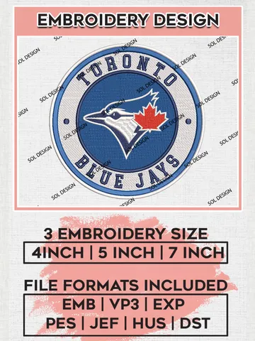 Toronto Blue Jays Team Logo Embroidery Design, MLB Team Embroidery files, Toronto Blue Jays Baseball Team, Jays Team, Digital Download $6.99