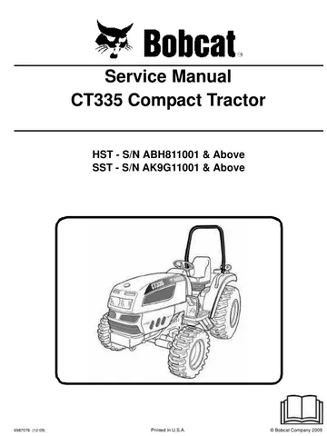 BOBCAT CT335 COMPACT TRACTOR SERVICE REPAIR SHOP MANUAL