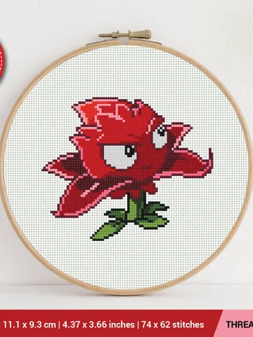 Red Stinger Plants vs Zombies Cross stitch pattern | Embroidery Pattern | Instant Download | Embroidery Designs $6.80