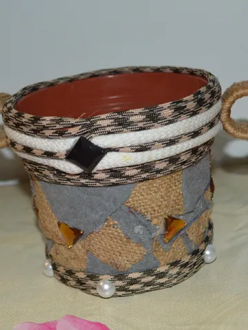 flower pot  handmade jute-wrapped cup kitchen decor