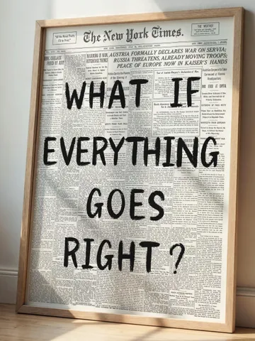 Newspaper Wall art, What If everything goes right, Typography Poster, Black Aesthetic, Digital Download