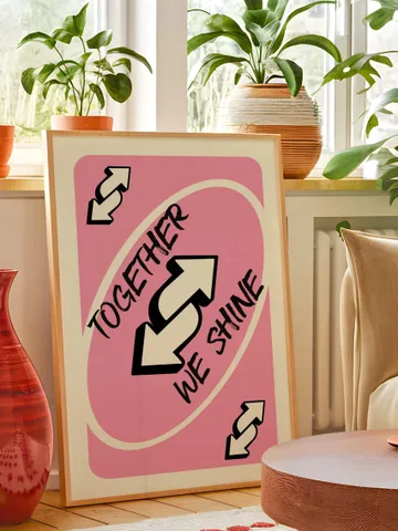 Together We Shine play Reverse Card Wall Art Funny Meme Poster Digital Download Pink Black Typography Pop Culture Print Game Room Meme Decor $2.46