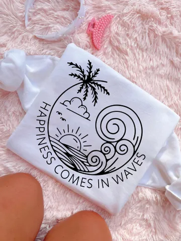 Happiness Comes in Waves SVG, Summer Shirt Svg, Positive Svg, Waves Svg, Beach Svg, Summer Vacay Vibe svg, Png $4.24