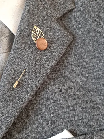 Bronze color men's lapel pin Leather boutonniere for him, minimalist pin $35.00