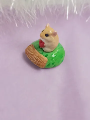 Small handmade hamster figurine on base with nameplate (pre-order)