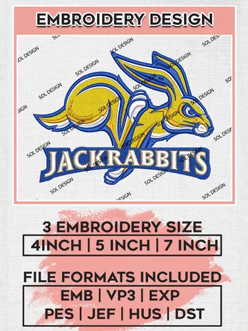 NCAA Jackrabbits Team Mascot Logo Machine Embroidery Design, NCAA South Dakota State Jackrabbits Team Design Design files, NCAA Team Embroidery Designs, NCAA Machine Embroidery Designs, Digital Download $6.99