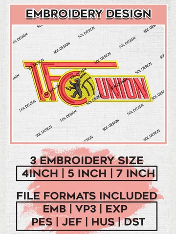 FC Union Berlin Embroidery Design, Bundesliga Logo Embroidery, Bundesliga FC Union Berlin Embroidery, Machine Embroidery Design $6.99