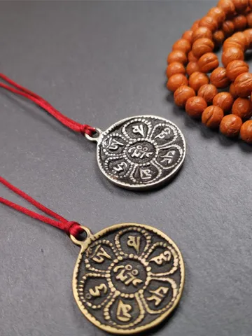 Gandhanra Handmade Tibetan Buddhist Amulet,Om Badge Pendant, Mantra of Om Mani Padme Hum, Made of Brass,1.26&quot; $19.99