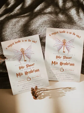 Wizard Baby Shower Invitation; Magic Key Baby Schower invite template; A Magical Bundle on the Way; Magic School Invitation editable canva $11.62