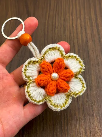 3D Crochet Puffy Flower Keychain Pattern, Amigurumi Floral Key Ring PDF, Handmade Crochet Keychain DIY, Instant Download Crochet Pattern $5.40