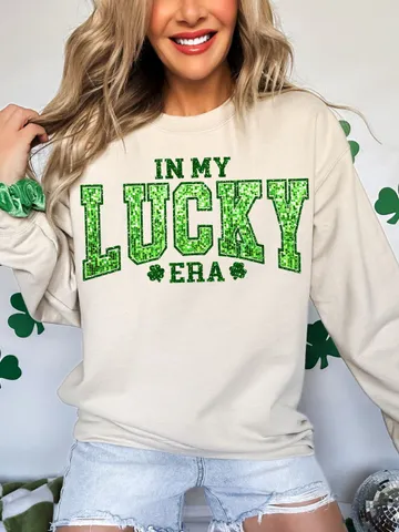 Faux Glitter In My Lucky Era png, St Patricks Day png, Shamrock Png, Clover Glitter Png, Retro St Patricks Shirt, trendy st patrick shirt $3.34