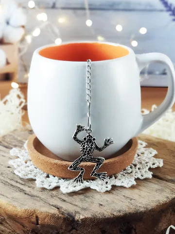Frog tea ball infuser for herbal tea, Goblincore Tea infuser for tea lovers, Tea Strainer for loose leaf tea $18.00