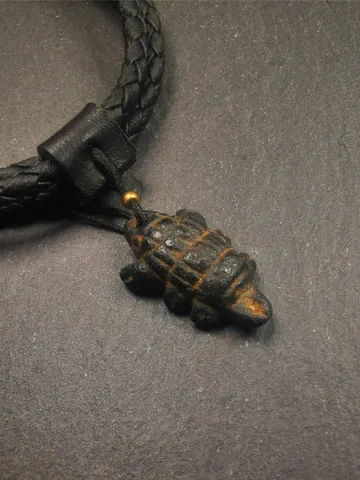 Gandhanra Handmade Tibetan Amulet,Obsidian Carved Scorpion Guru of Padmasambhava Pendant,1.38" $39.99