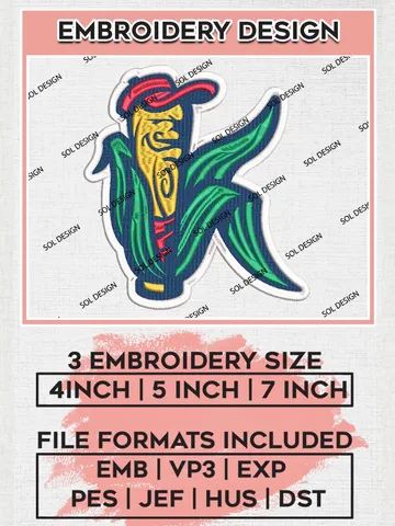 MiLB Cedar Rapids Kernels Embroidery Design Files, MiLB Cedar Rapids Kernels Logo, Minor League Baseball Logo Embroidery Designs, MiLB embroidery designs, Machine embroidery designs, Digital Download $6.99