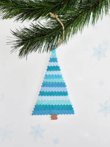 Blue mini christmas tree decor, felt christmas tree, modern above bed decor, christmas ornaments, christmas mantel decorations. $3.00