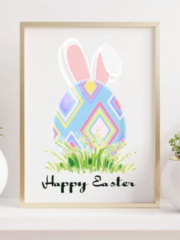 Happy Easter decor. Easter printable wall art for playroom decor. Instant download file of Easter party decor. $2.00