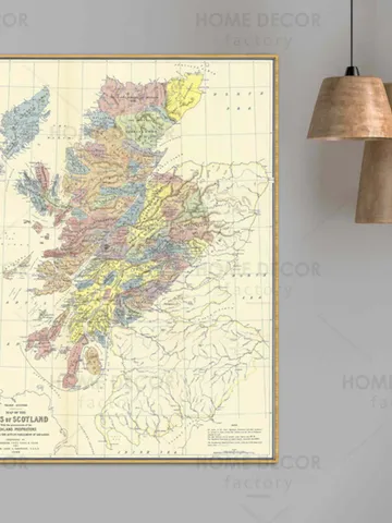 Clans of Scotland Historical Map wooden frame canvas Print Clan Locations & Principal Landowner Area 1899 wall art Historical Map Print $39.00