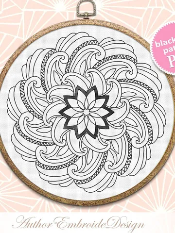 Geometric mandala blackwork pattern PDF instant download Backstitch chart, Blackwork mandala embroidery PDF, Mandala art, Home decor #W43 $4.60