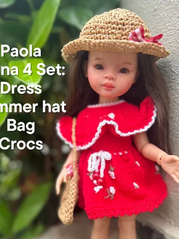 Paola Reina Doll 4 ITEMS Set: Exclusive Handmade Outfit - Dress, Summer hat, Bag, Crocs $71.08