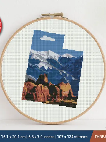 Utah State Silhouette Cross stitch pattern | Embroidery Pattern | Instant Download | Embroidery Designs $5.94