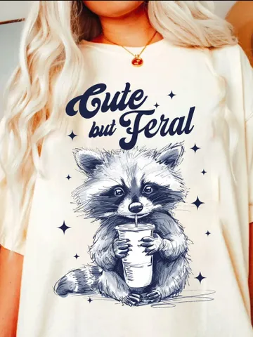 Cute But Feral Funny PNG Sarcastic Snarky Png Funny Raccoon Adult Humor Funny Sarcastic Quote Png Vintage shirt Retro SUBLIMATION ORIGINAL $4.00