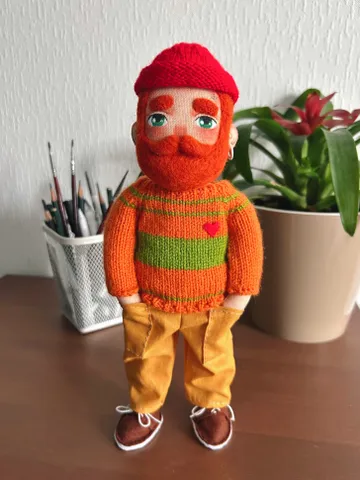 Textile doll sailor with ginger beard