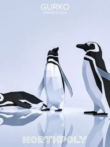 3 Magellanic Penguins Papercraft, Digital Template, PDF Download, Gurko, Low Poly, Pepakura, Origami Sculpture, Paper Party Decor, DIY Gift $58.00