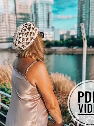 Crochet pattern beret raffia hat PDF digital instant download and video tutorial, lace beret, woven beret for women, French hat $5.00