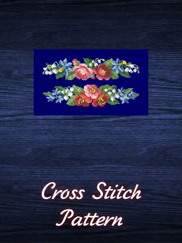 Antique Cross Stitch Pattern Two Flower Garlands Digital Download PDF $5.50