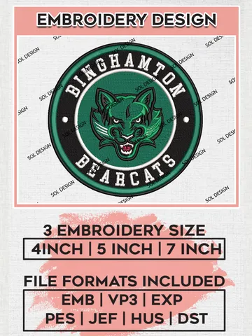 NCAA Binghamton Bearcats Round Logo Embroidery, NCAA Binghamton Team Logo Embroidery files, NCAA Teams, Machine embroidery designs, Digital Download $6.99