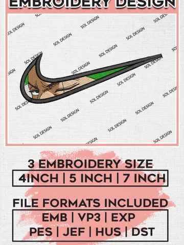 Roronoa Zoro Nike Embroidery Designs, Zoro Anime Character Embroidery Files, One Piece Machine Embroidery Pattern EMB_ANIME_154