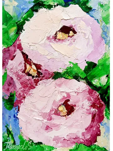 Peony painting Flowers original oil painting Small Original art Peonies wall art Pink peonies artwork Floral New home gifts 7x5 in $45.00