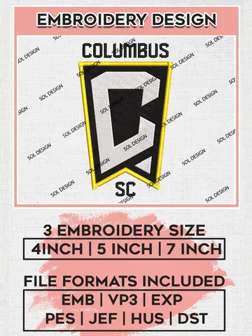 Columbus Crew Logo Embroidery Designs, MLS Embroidery files, Columbus Crew MLS Teams, Football, Digital Download