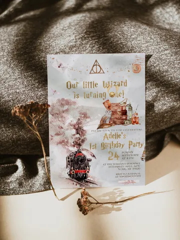 The Chosen One Invitation; Wizard Birthday Party; Magic School 1st Birthday Invitation Template; Editable Wizarding World Invitation; W8 $12.78